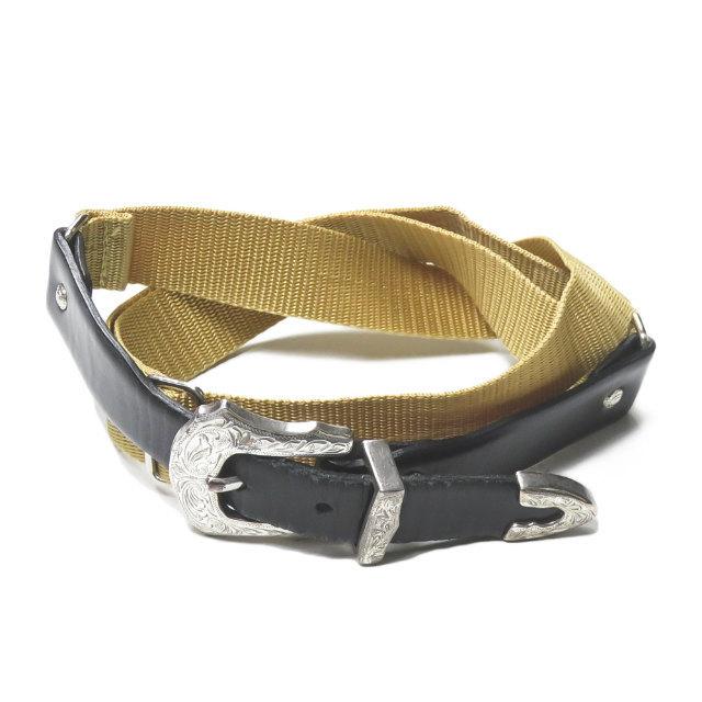 トーガビリリース TOGA VIRILIS Leather nylon belt レザーナイロンベルト フリー カーキ/ブラック メタル