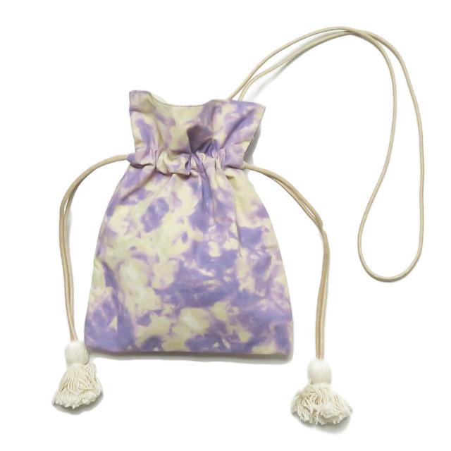 リラキャンベル Lilas Campbell タイダイ巾着バッグ パープル ショルダーバッグ カバン | 