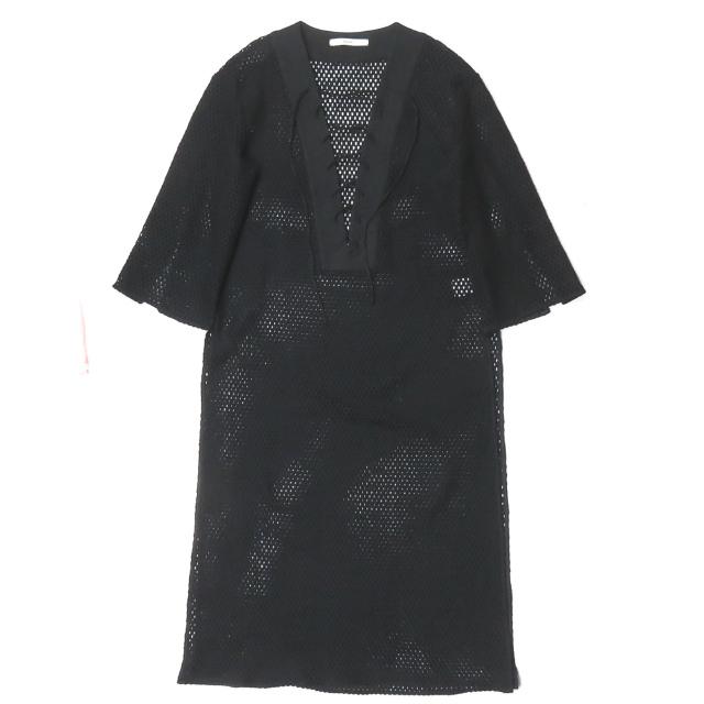 BAUME ボーメ 20SS 日本製 レースアップカフタンドレス 32003-24-4046 38 ブラック メッシュ ワンピース トップス lc31170 | 