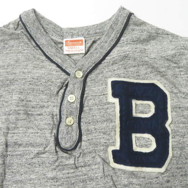 チェスウィック ビームスボーイ CHESWICK x BEAMS BOY 別注 ベースボールTシャツ S グレー 七分袖 ヘンリーネック トップス |  | 03