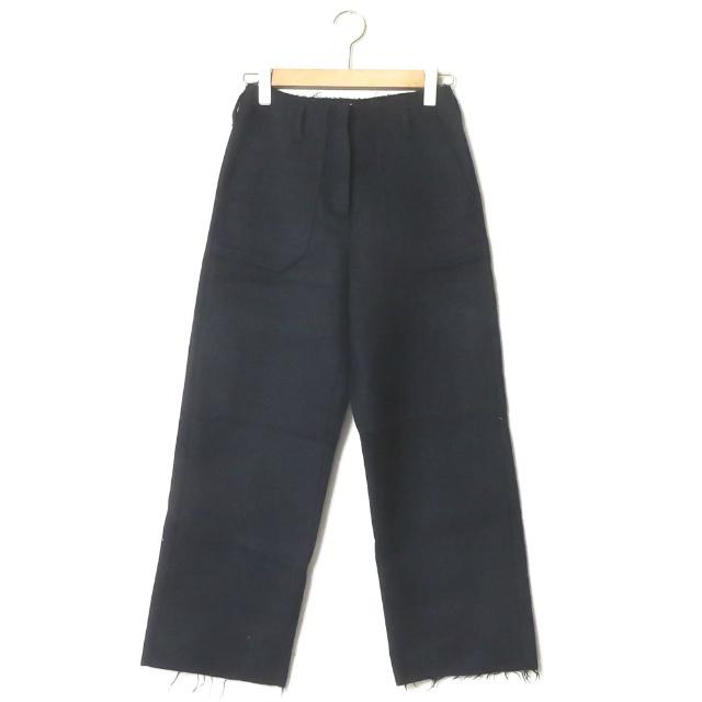スリードッツターコイズ THREE DOTS TURQUOISE 日本製 カットオフメルトンウールパンツ 3D15AW-2391-01 36 ネイビー ベイカー ワイド ボトムス | 