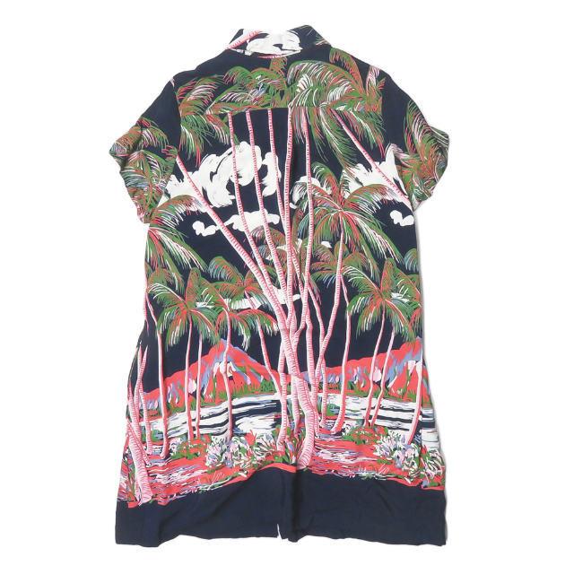 コナベイハワイ KONABAY HAWAII ハワイ製 アロハシャツワンピース M ネイビー 半袖 レーヨン トップス |  | 01