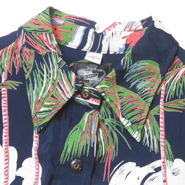 コナベイハワイ KONABAY HAWAII ハワイ製 アロハシャツワンピース M ネイビー 半袖 レーヨン トップス |  | 03