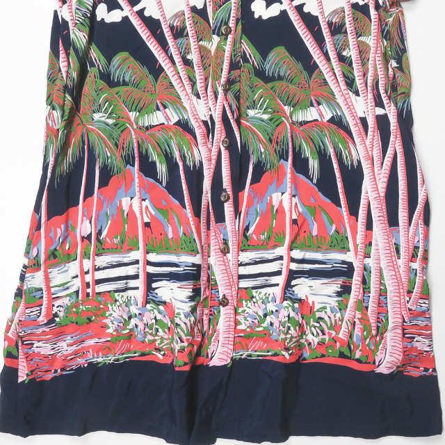 コナベイハワイ KONABAY HAWAII ハワイ製 アロハシャツワンピース M ネイビー 半袖 レーヨン トップス |  | 05