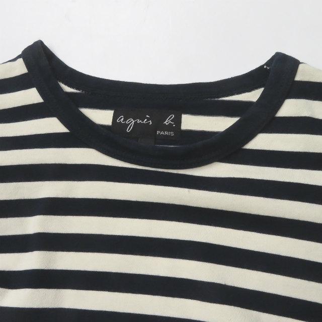 アニエスベー agnes b. 日本製 コットンボーダーロングスリーブTシャツ