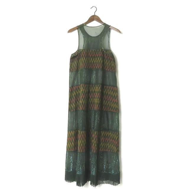 abacaxi アバカシー 20AW Mixed Media Dress ミックスメディアドレス 20040043002230 S グリーン ノースリーブ シアー フリンジ lc31582 |  | 01