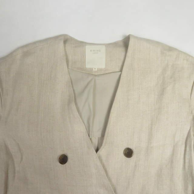 B:MING by BEAMS ビーミング バイ ビームス 20SS リネンノーカラーダブルコート 93-19-0259-462 M ベージュ アウター lc31689 |  | 03