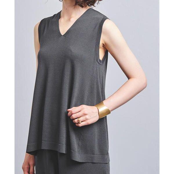 レディース ライン ノースリーブニット サイドバイカラーラインノースリーブニットトップス [N1100