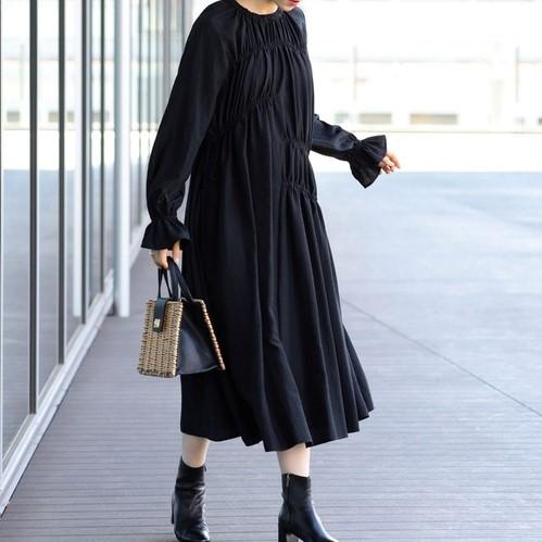 Ray BEAMS レイビームス 22SS アシメシャーリングワンピース 61-26-3119-462 ONE SIZE BLACK 長袖 ミモレ丈 ドレス トップス lc31905 |  | 08