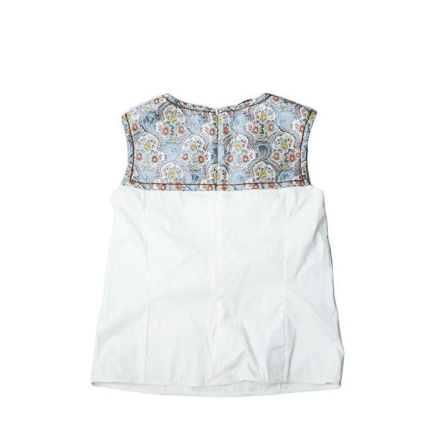 プラダ PRADA イタリア製 シルクジャガードコットンノースリーブブラウス P986AR S151 36 ホワイト ストレッチ シャツ トップス |  | 01