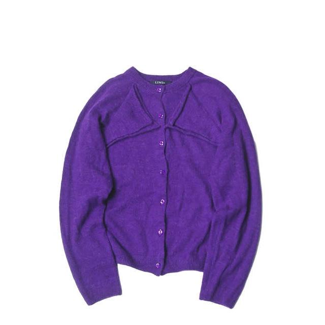 LIMI feu リミフゥ 18AW 日本製 アルパカクルーネックカーディガン LV-K21-160 パープル  ニット デザイン トップス | LIMI feu