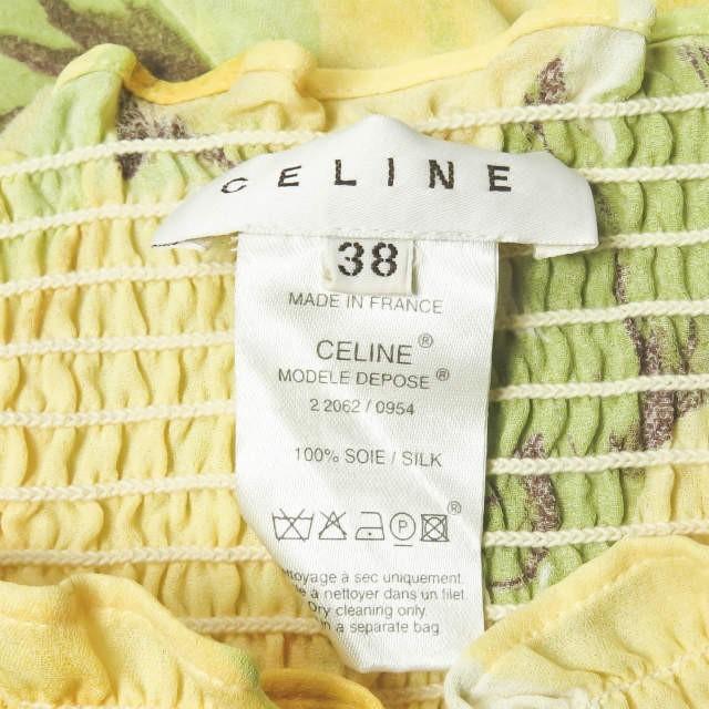 CELINE セリーヌ フランス製 シルクフラワープリントチューブトップチュニック 38 イエロー ブラウス トップス |  | 02