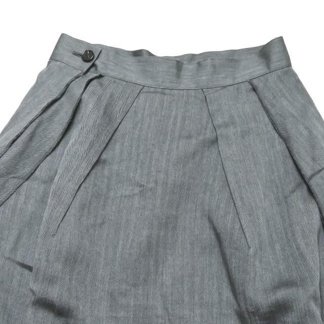LIMI feu リミフゥ 18AW 日本製 レーヨンヘリンボーンマキシスカート LW-S02-210 S グレー ロング シルク タック ボトムス |  | 05