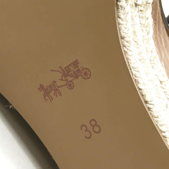 COACH コーチ ELDA エルダ ウエッジソールレザーストラップサンダル Q7124 38(24.5-25cm) ブラック エスパドリーユ ロゴ |  | 12