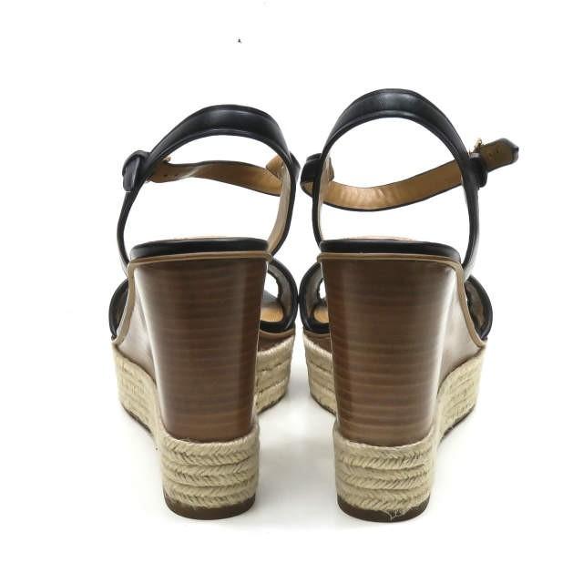 COACH コーチ ELDA エルダ ウエッジソールレザーストラップサンダル Q7124 38(24.5-25cm) ブラック エスパドリーユ ロゴ |  | 03