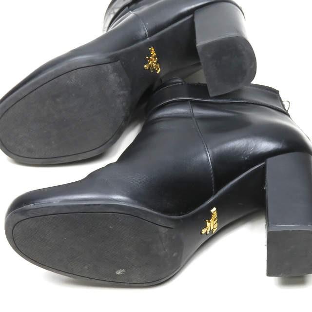 PRADA プラダ イタリア製 バックジップストラップブーティー 36(23cm) ブラック レザー ショート シューズ |  | 11