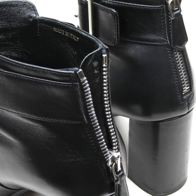 PRADA プラダ イタリア製 バックジップストラップブーティー 36(23cm) ブラック レザー ショート シューズ |  | 08