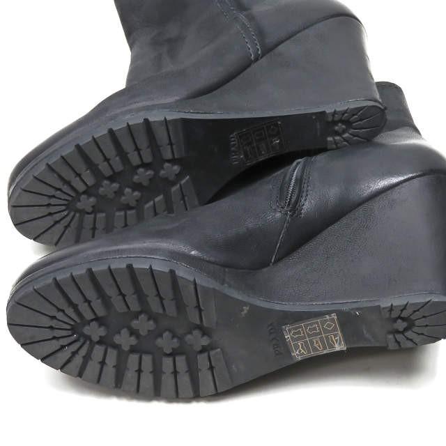 PRADA SPORT プラダスポーツ ウェッジソールサイドジップブーツ 36.5(23.5cm) ブラック レザー シューズ |  | 09