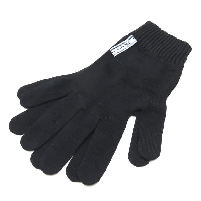 PRADA プラダ イタリア製 コットンハイゲージニットグローブ DNA614 S151 L9P ブラック 手袋 | 