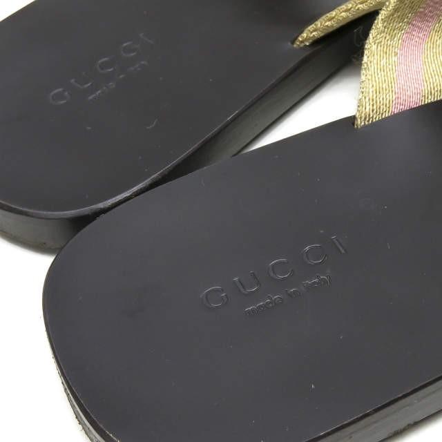 グッチ GUCCI イタリア製 ダブルG レザートングサンダル 24cm程度 ダークブラウン/ピンク GGマーク シューズ |  | 04