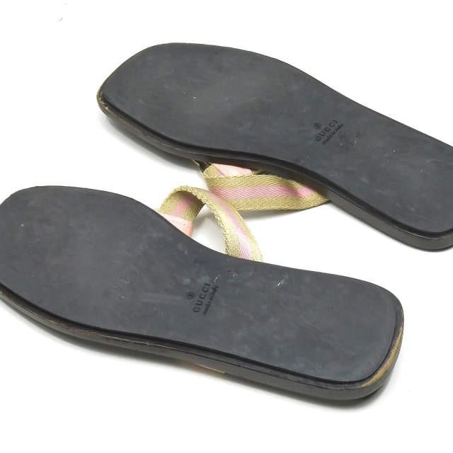 グッチ GUCCI イタリア製 ダブルG レザートングサンダル 24cm程度 ダークブラウン/ピンク GGマーク シューズ |  | 08