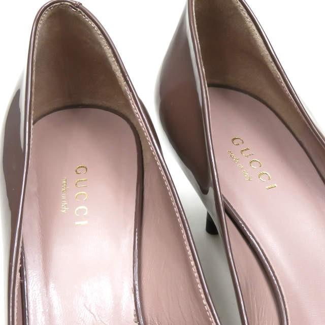 グッチ GUCCI イタリア製 エナメルポインテッドトゥリボンパンプス 37.5(24.5cm) ブラウン パテントレザー ヒール シューズ |  | 04