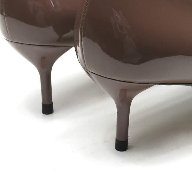 グッチ GUCCI イタリア製 エナメルポインテッドトゥリボンパンプス 37.5(24.5cm) ブラウン パテントレザー ヒール シューズ |  | 07