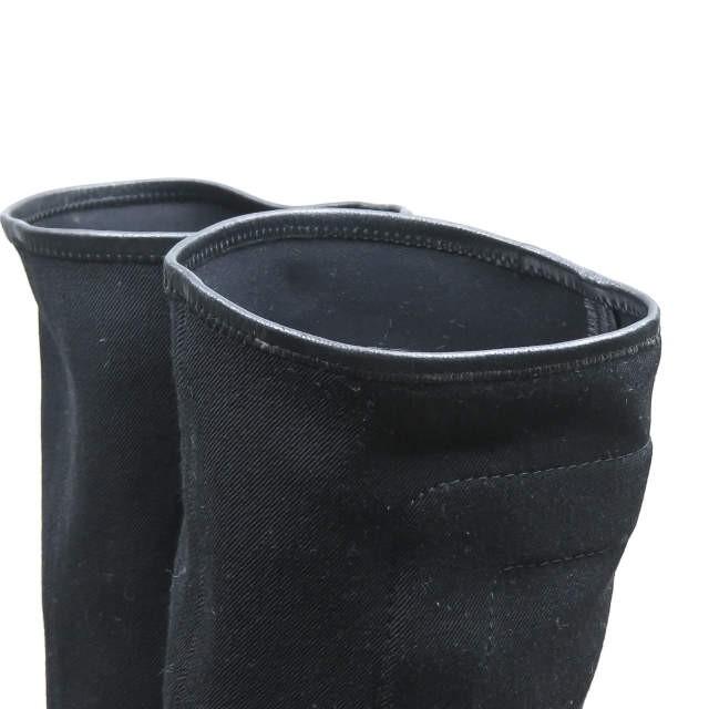 グッチ GUCCI イタリア製 シェリーライン ストレッチロングブーツ 38(25cm) ブラック サイドジップ コットン シューズ |  | 05