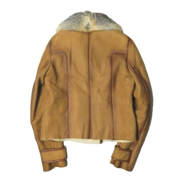 グッチ GUCCI イタリア製 フォックスファームートンダブルジャケット 184748.XW093 42 キャメル 羊革 レザー ボア ブルゾン アウター |  | 01
