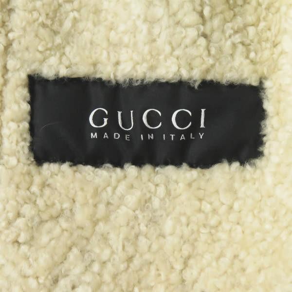 グッチ GUCCI イタリア製 フォックスファームートンダブルジャケット 184748.XW093 42 キャメル 羊革 レザー ボア ブルゾン アウター |  | 02