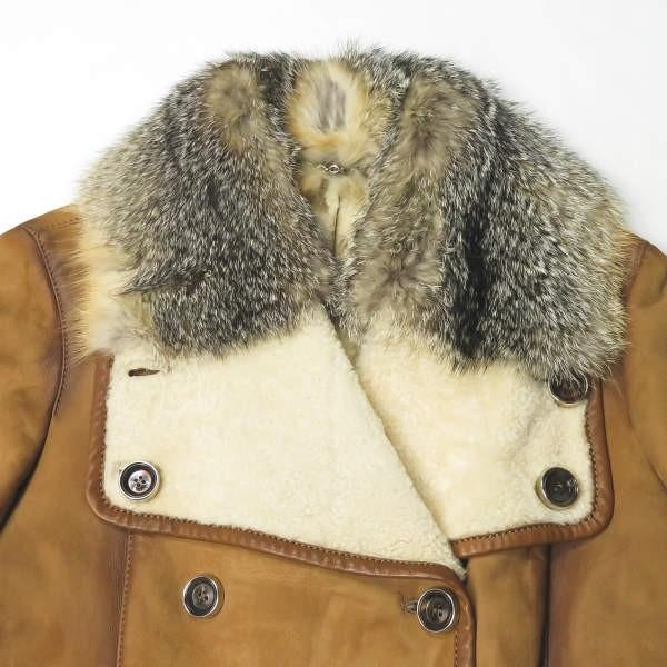 グッチ GUCCI イタリア製 フォックスファームートンダブルジャケット 184748.XW093 42 キャメル 羊革 レザー ボア ブルゾン アウター |  | 03