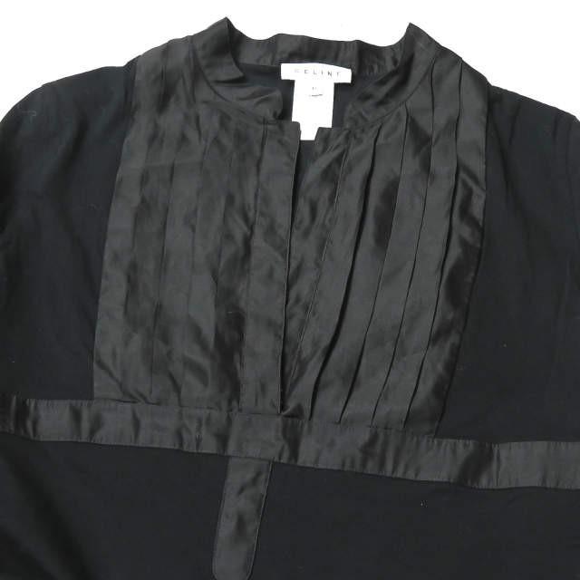 セリーヌ CELINE ギャザースリーブスキッパーブラウス XL ネイビー/ブラック 長袖 プルオーバー プリーツ 切り替え トップス |  | 03