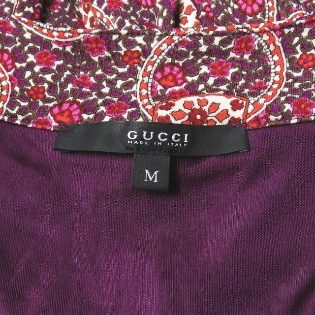 グッチ GUCCI イタリア製 総柄カシュクールノースリーブチュニック M パープル レーヨン フラワー ブラウス トップス |  | 02