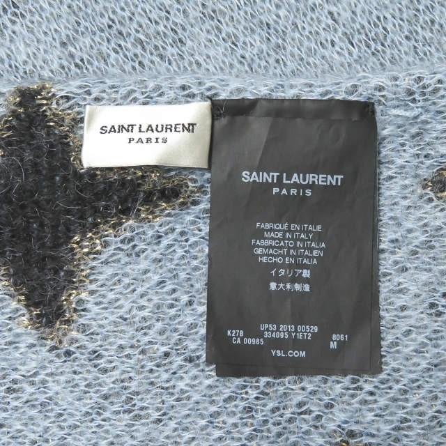 サンローランパリ SAINT LAURENT PARIS イタリア製 スターダイヤモチーフ モヘアウールマフラー 334095 Y1ET2 ブルー 星 ストール ニット |  | 02