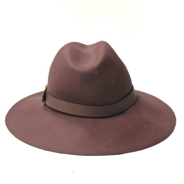 グッチ GUCCI イタリア製 フェルトウールロングブリムハット M(内周約56cm) マルーン レザーベルト 帽子 |  | 01