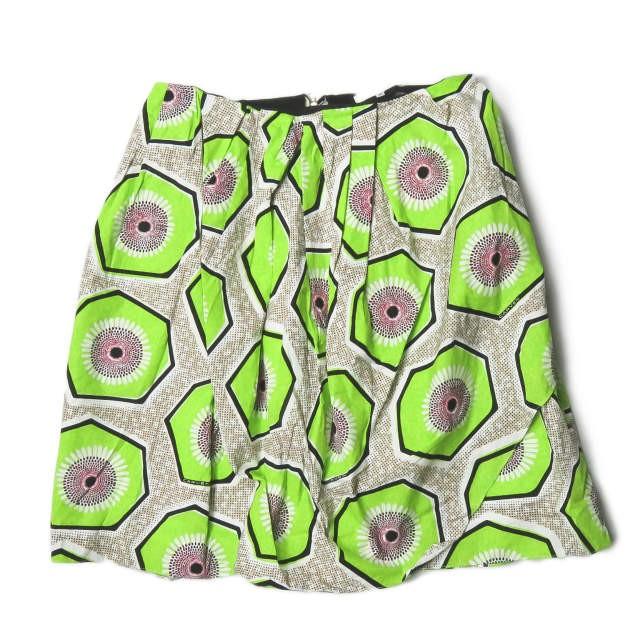 カルヴェン CARVEN キウイプリントレイヤードギャザースカート 290J52 40 グリーン コットン ボトムス | 