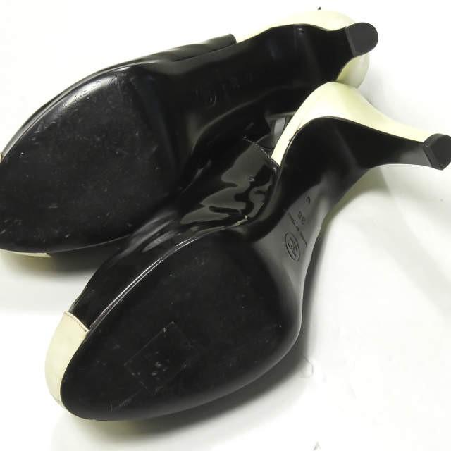 シャネル CHANEL イタリア製 ココマーク エナメルバックストラップパンプス 38(24cm) ブラック オープンバック ヒール シューズ |  | 09