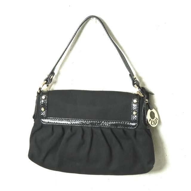 フェンディ FENDI イタリア製 BORSA CHEF MEDIA ヘリンボーンキャンバス スタッズハンドバッグ 8BR445 00ANB F0WN1 ブラック ワンショルダー |  | 01