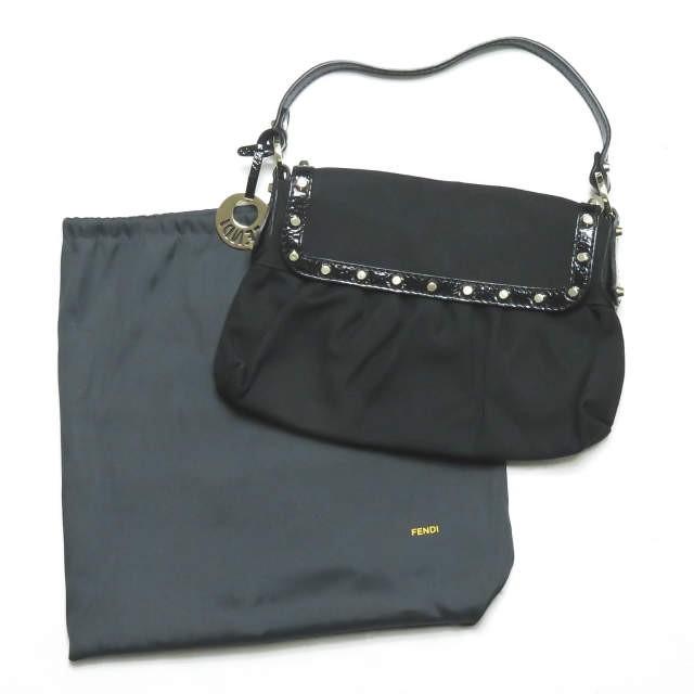 フェンディ FENDI イタリア製 BORSA CHEF MEDIA ヘリンボーンキャンバス スタッズハンドバッグ 8BR445 00ANB F0WN1 ブラック ワンショルダー |  | 02