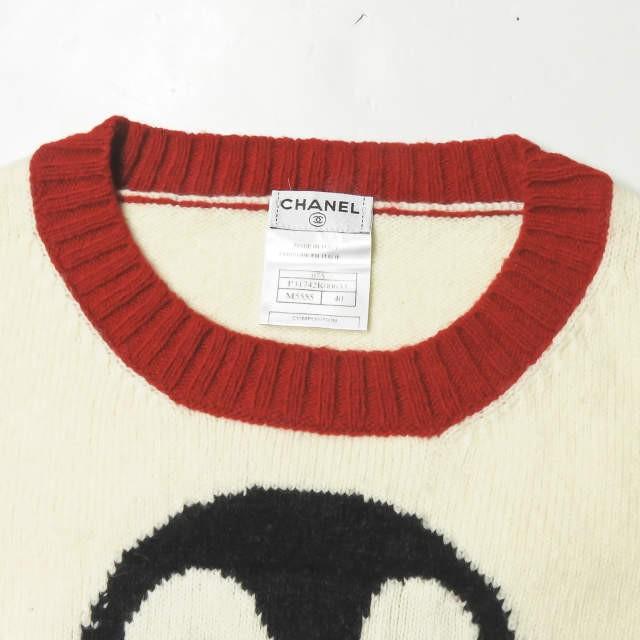 シャネル CHANEL イタリア製 2007年 ヴィンテージ ペンギンニット 40 オフホワイト/レッド セーター ココマーク ボーダー プルオーバー トップス |  | 03