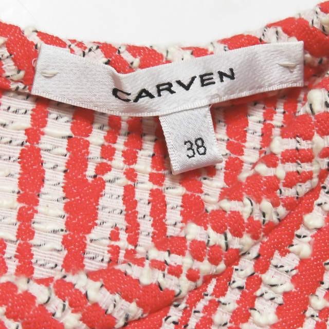 カルヴェン CARVEN コットンツイードノースリーブワンピース 140R108 38 レッド ジャガード タイト ドレス トップス |  | 02