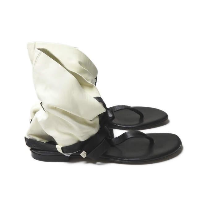 シャネル CHANEL イタリア製 レイヤードハイカットサンダル 40(25cm程度) ブラック/ホワイト レザー トング シューズ |  | 03