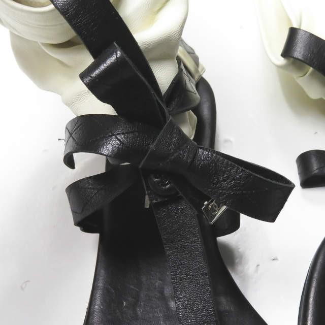 シャネル CHANEL イタリア製 レイヤードハイカットサンダル 40(25cm程度) ブラック/ホワイト レザー トング シューズ |  | 09