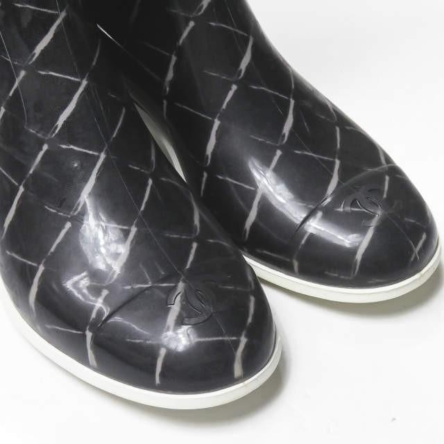 シャネル CHANEL イタリア製 マトラッセ柄 レインブーツ C0229 38(24.5cm程度) ブラック ラバー シューズ |  | 07