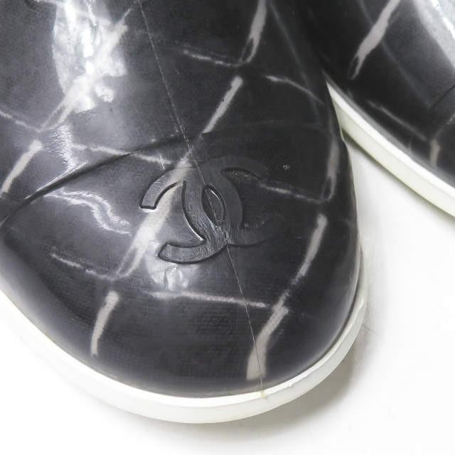シャネル CHANEL イタリア製 マトラッセ柄 レインブーツ C0229 38(24.5cm程度) ブラック ラバー シューズ |  | 08