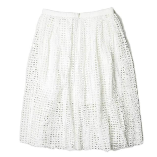 カルヴェン CARVEN ハンガリー製 ブロックレースプリーツスカート 310J08 40 ホワイト ハイウエスト メッシュ ボトムス |  | 01
