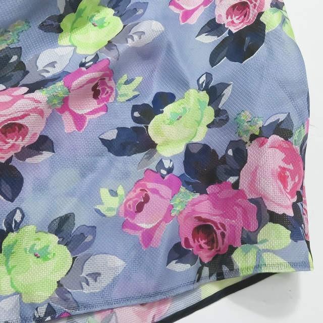 カルヴェン CARVEN ハンガリー製 シルクフラワーギャザープリーツスカート 425J70 40 パープル/ピンク ハイウエスト メッシュ プリント ボトムス |  | 05