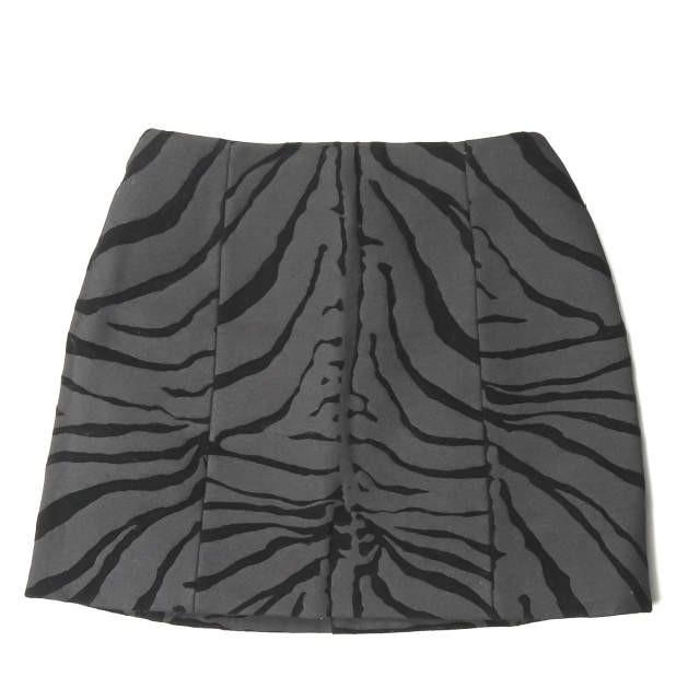カルヴェン CARVEN ウールゼブラパターン台形スカート 125J71 42 グレー/ブラック ハイウエスト 切り替え ボトムス | 