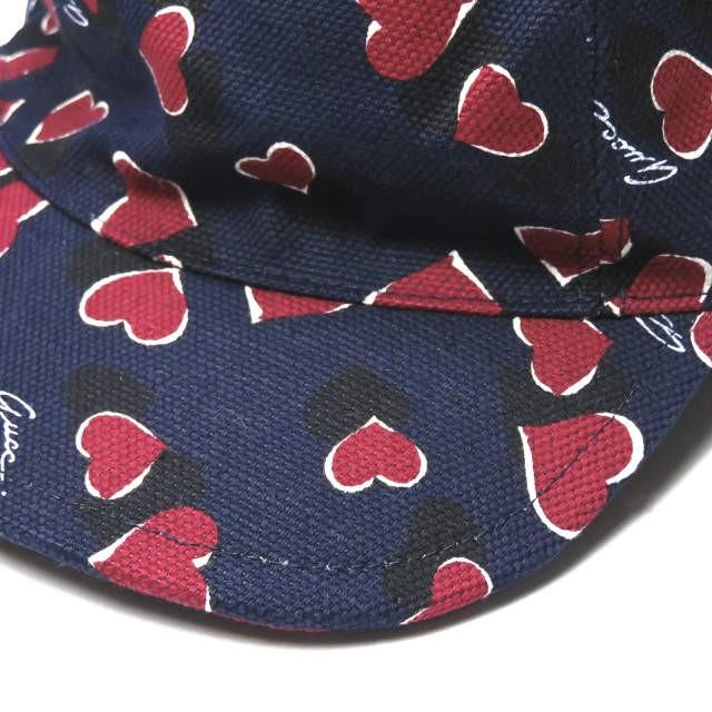グッチ GUCCI イタリア製 ハート柄 ベースボールキャップ 342535 KL82G L ネイビー コットン/リネン アジャスター 帽子 |  | 03