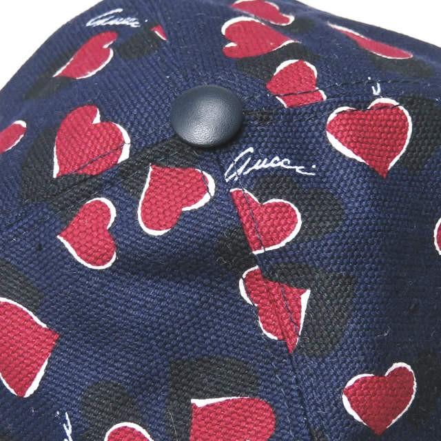 グッチ GUCCI イタリア製 ハート柄 ベースボールキャップ 342535 KL82G L ネイビー コットン/リネン アジャスター 帽子 |  | 04